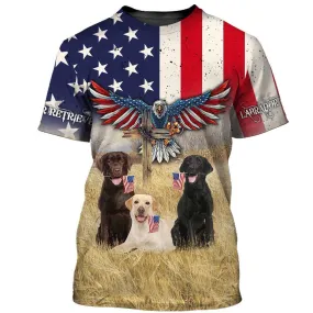 3D Dog T Shirts, Labradors And Eagle All Over Print T-Shirt, Gift For Pet Loves