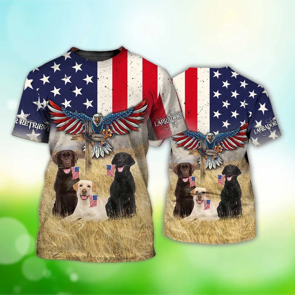 3D Dog T Shirts, Labradors And Eagle All Over Print T-Shirt, Gift For Pet Loves