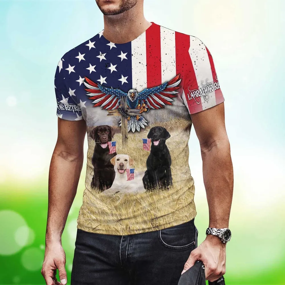 3D Dog T Shirts, Labradors And Eagle All Over Print T-Shirt, Gift For Pet Loves