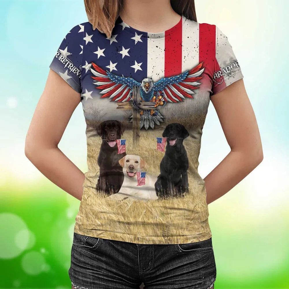 3D Dog T Shirts, Labradors And Eagle All Over Print T-Shirt, Gift For Pet Loves