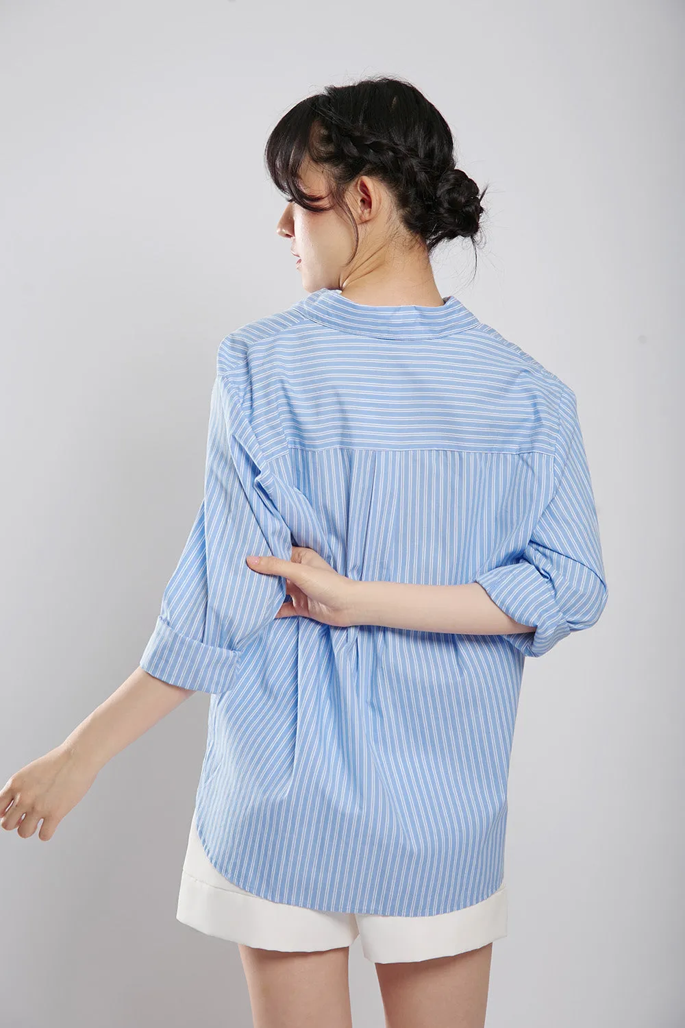 Amilea Striped Shirts in Light Blue