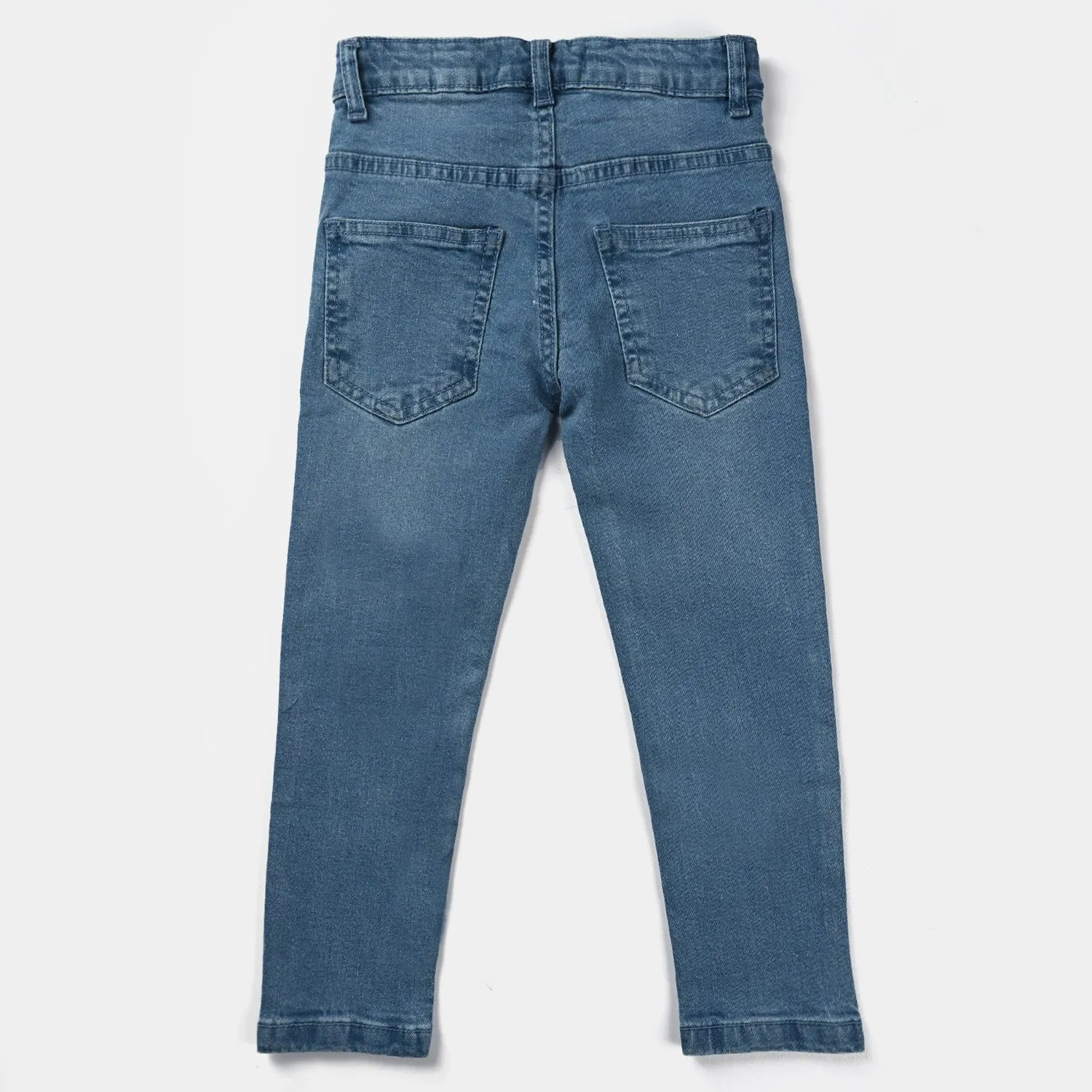 Boys Denim Stretch Pant Patches-Ice Blue