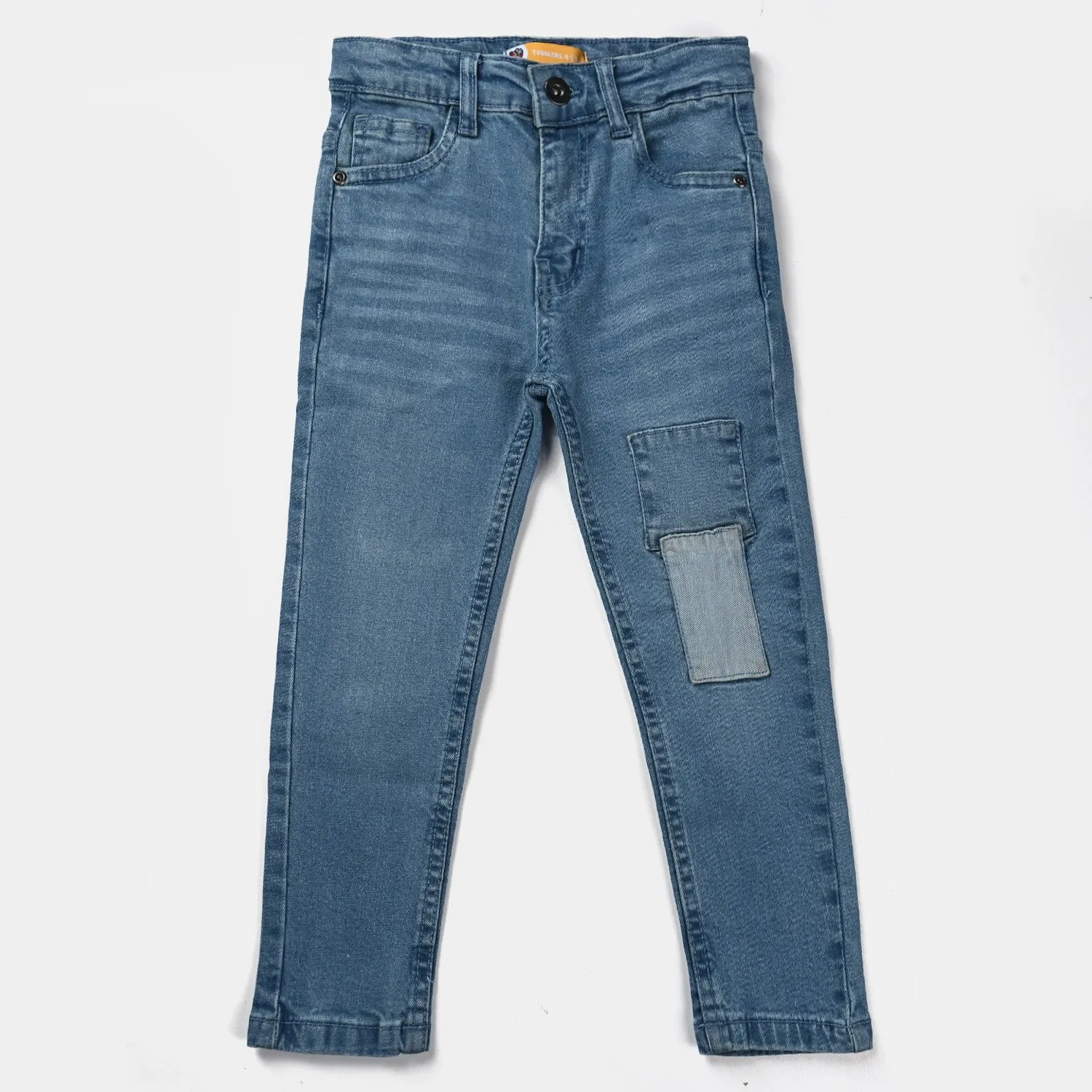 Boys Denim Stretch Pant Patches-Ice Blue