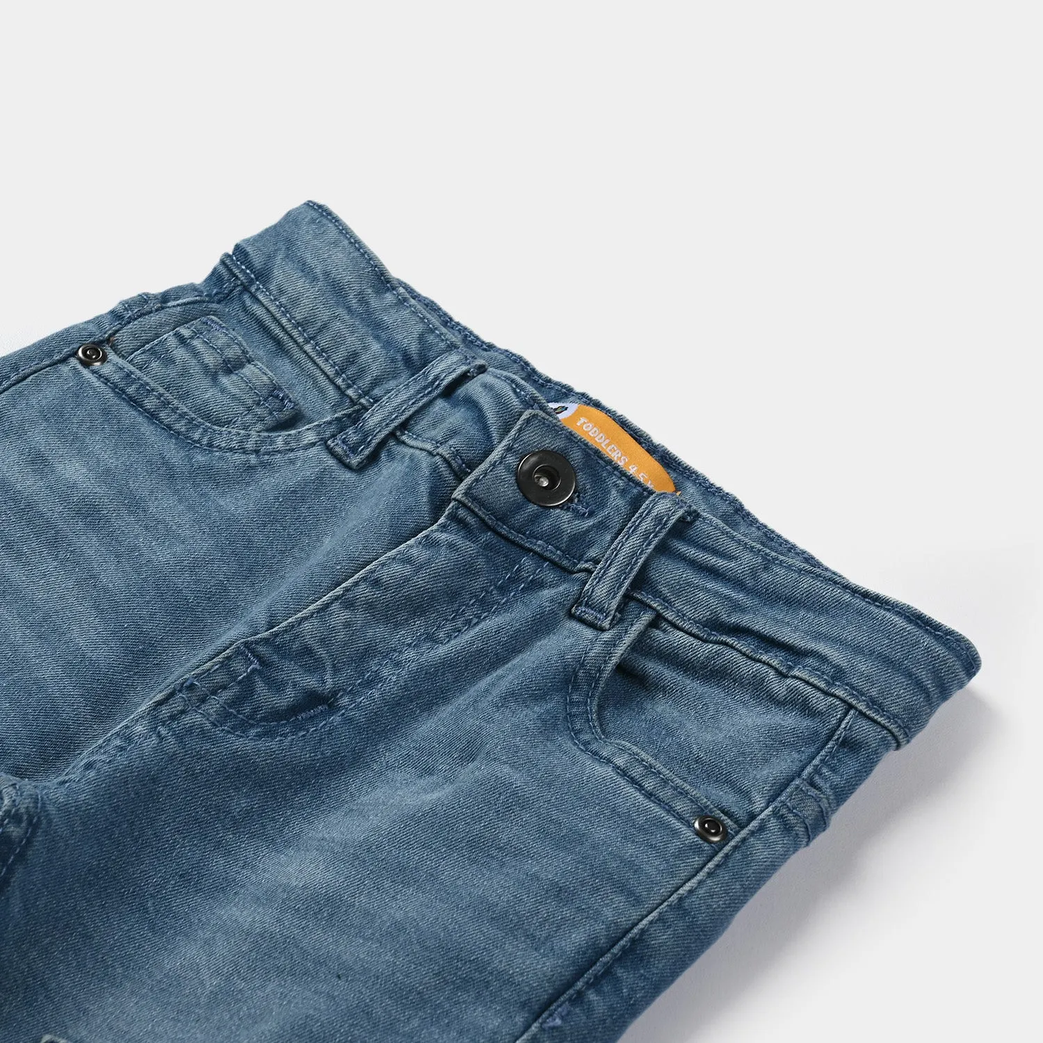 Boys Denim Stretch Pant Patches-Ice Blue