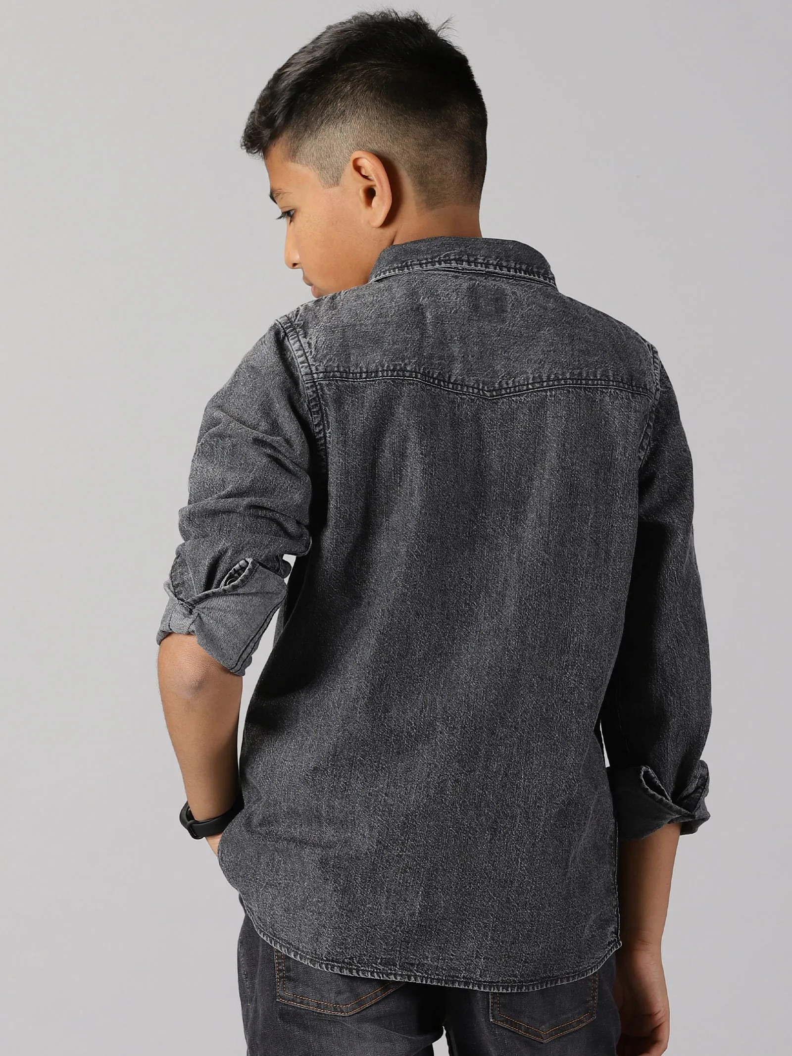 Boys Double Pocket Denim Shirt