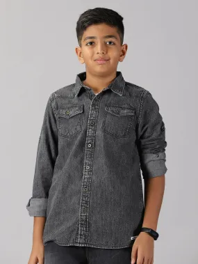 Boys Double Pocket Denim Shirt