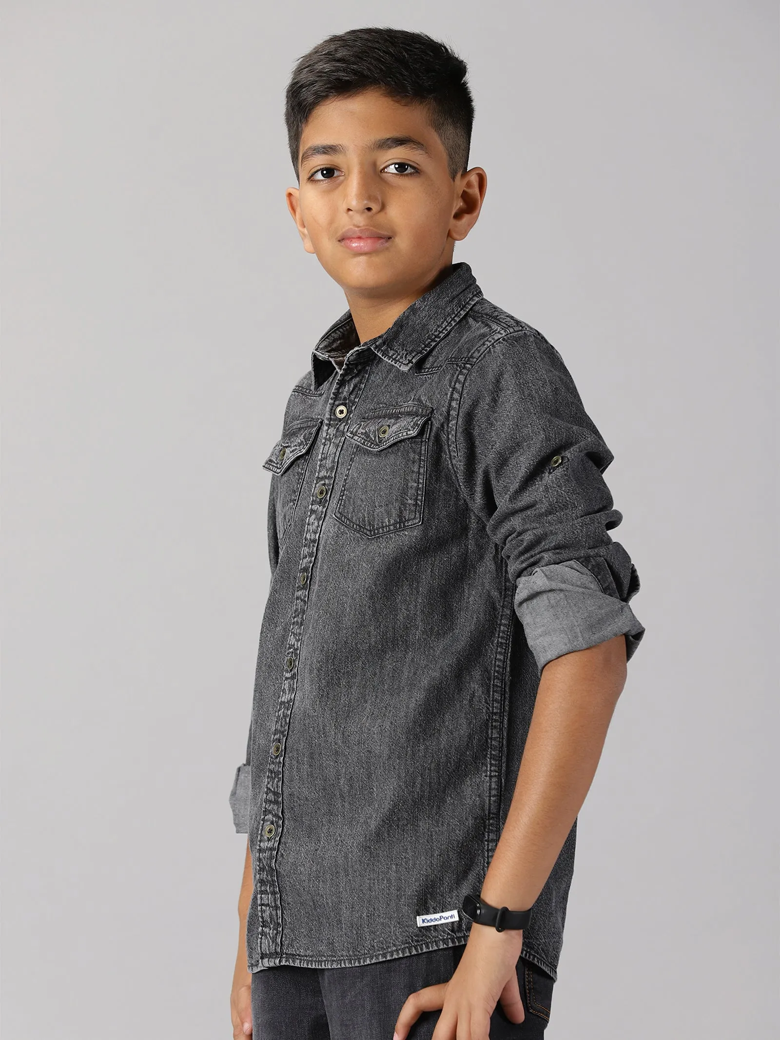 Boys Double Pocket Denim Shirt