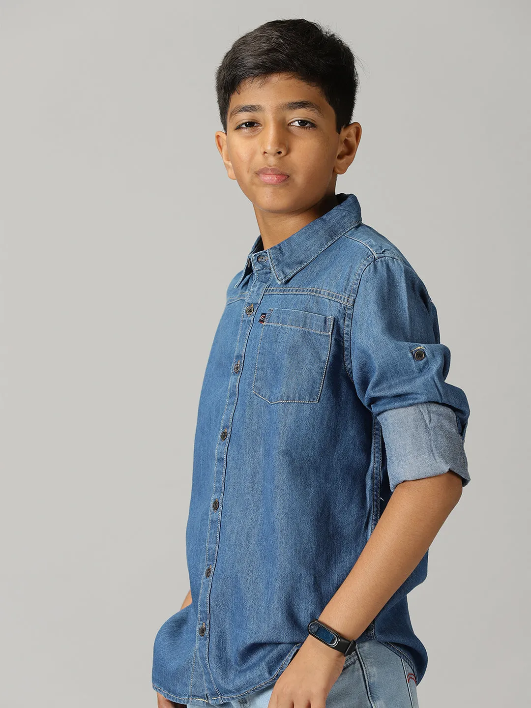 Boys Full Sleeve Denim Shirts & Basic 5 Pocket Denim Pant Set