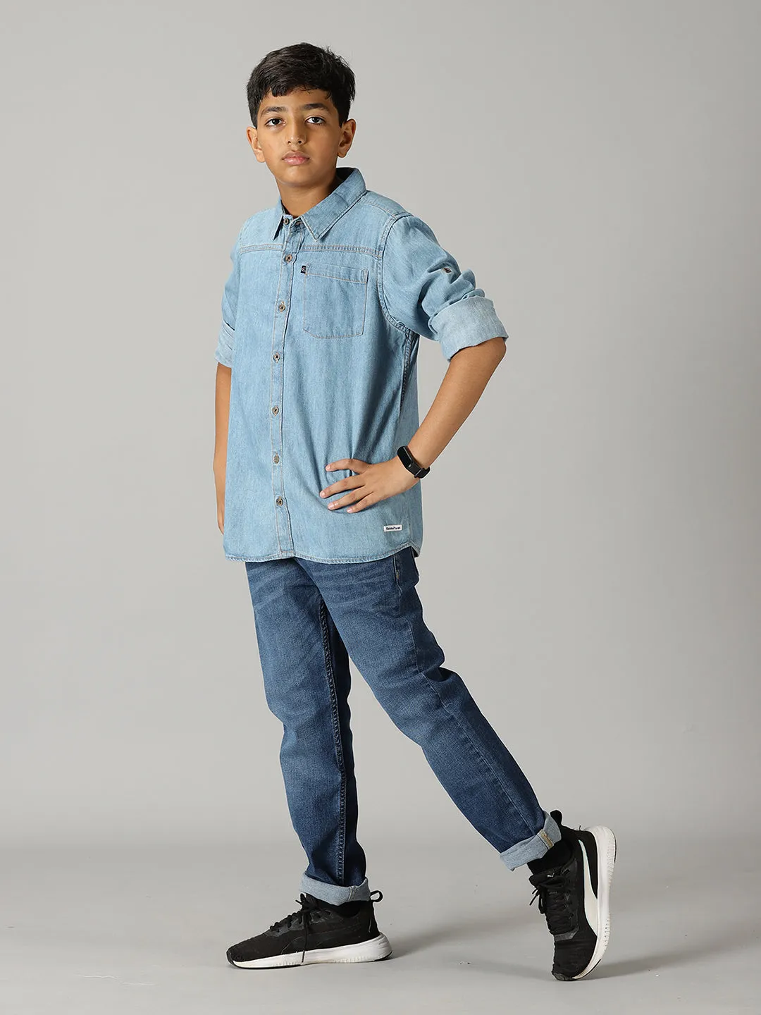 Boys Full Sleeve Denim Shirts & Basic 5 Pocket Denim Pant Set