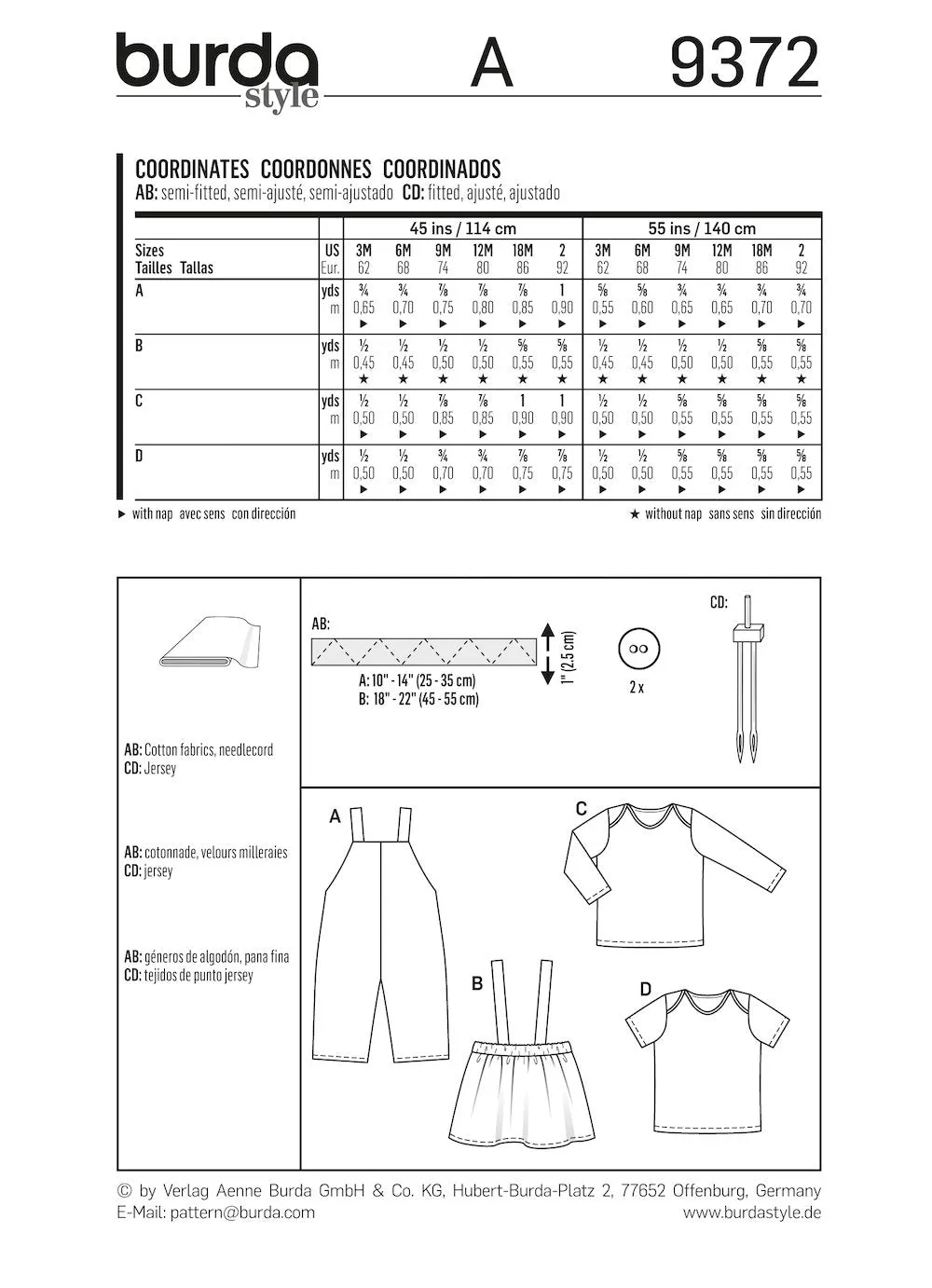 Burda Pattern 9372 (3M-2M)