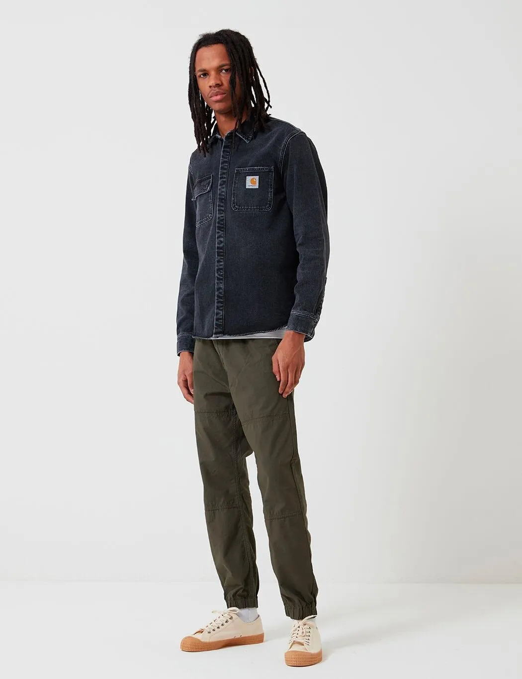 Carhartt-WIP Salinac Shirt Jacket (Denim) - Black, Mid Worn Wash