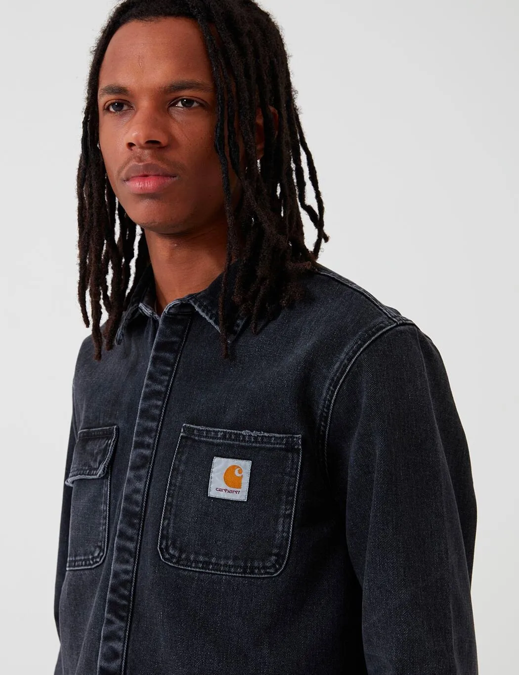 Carhartt-WIP Salinac Shirt Jacket (Denim) - Black, Mid Worn Wash