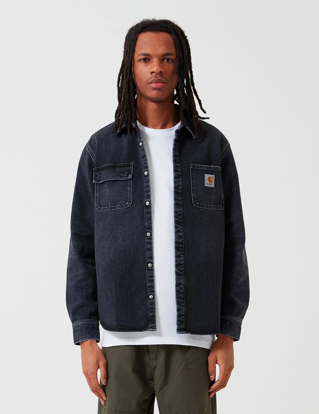 Carhartt-WIP Salinac Shirt Jacket (Denim) - Black, Mid Worn Wash