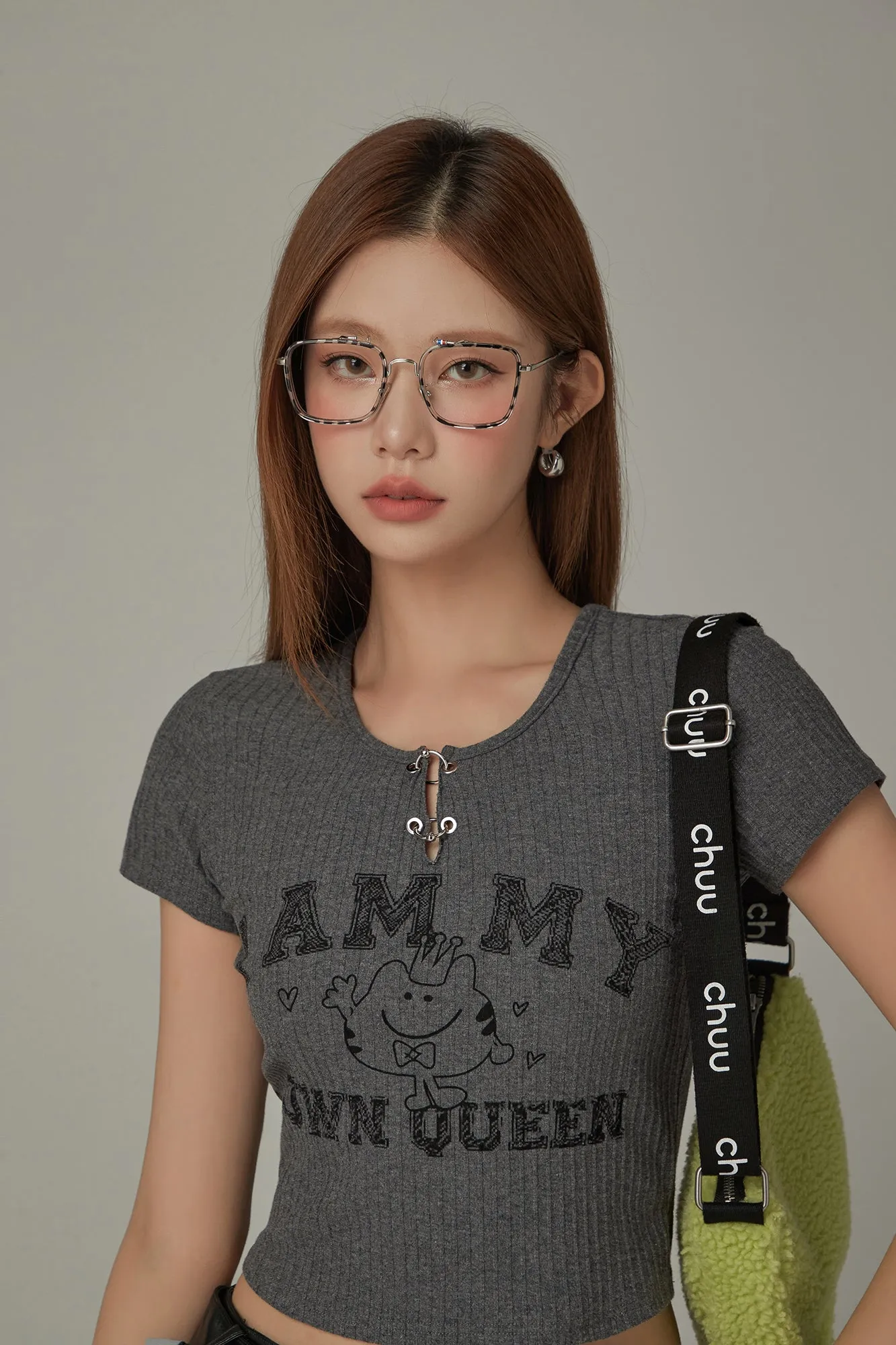 Character Lettering Crop T-Shirt