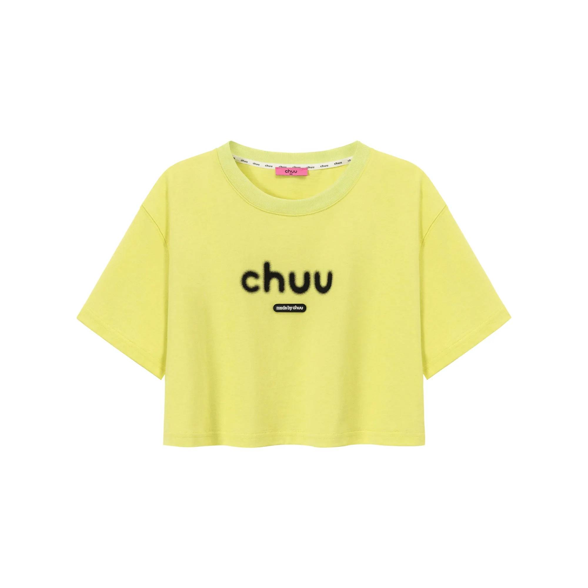 Chuu Lettering Logo Loose-Fitting Cropped Short Sleeve T-Shirt