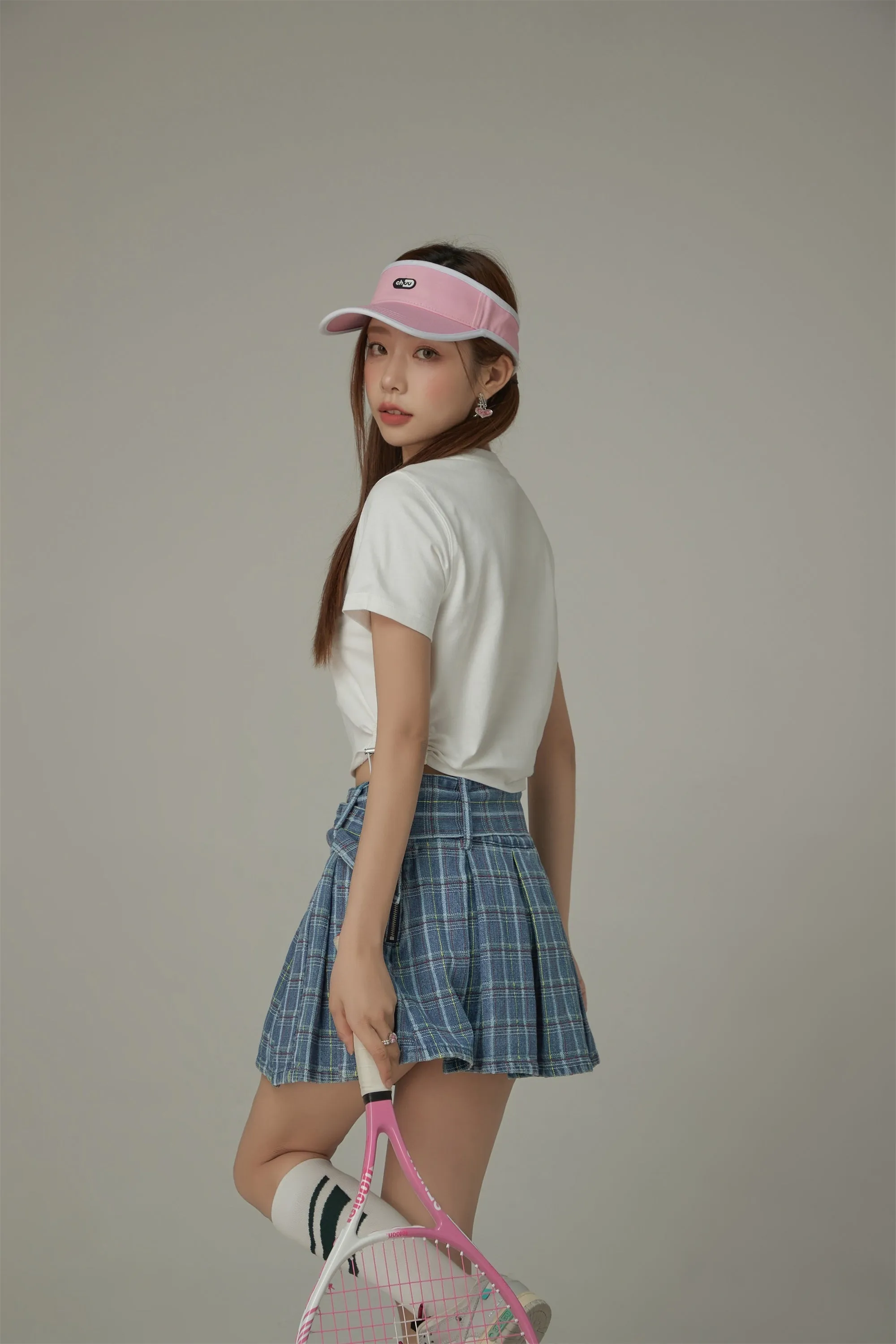 Chuu Lettering Sporty String Crop Short Sleeve T-Shirt