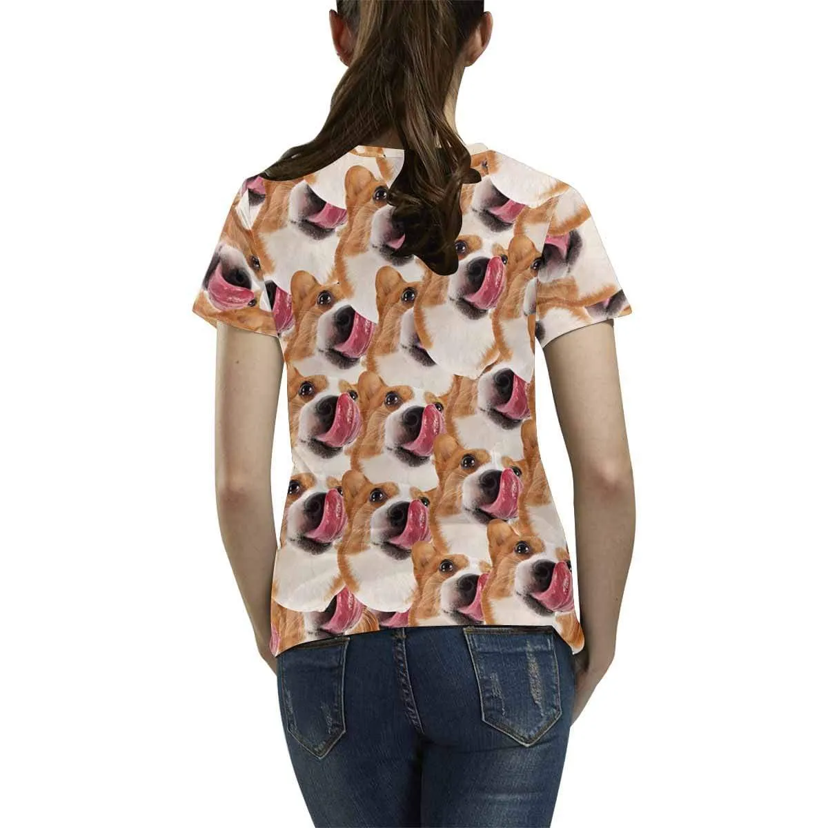 Custom Dog Face&Name Tee Women's All Over Print T-shirt Your Dog on A Shirt for Her