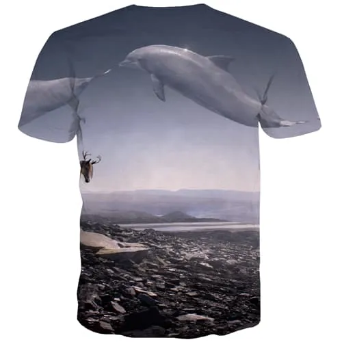 Dolphin T shirts Men Animal T-shirts Graphic Harajuku T-shirts 3d Short Sleeve