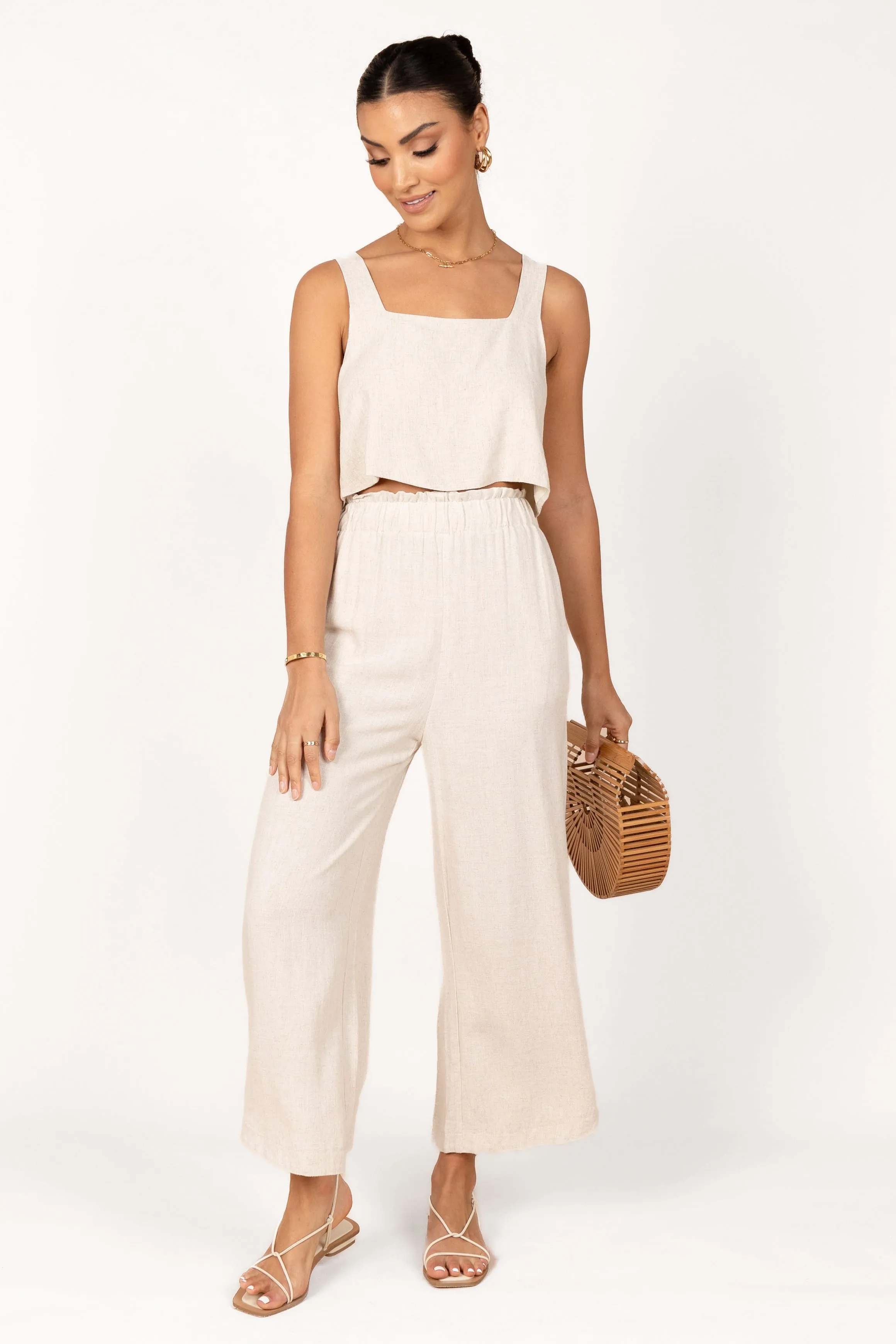 Eleanor High Waisted Pants - Beige