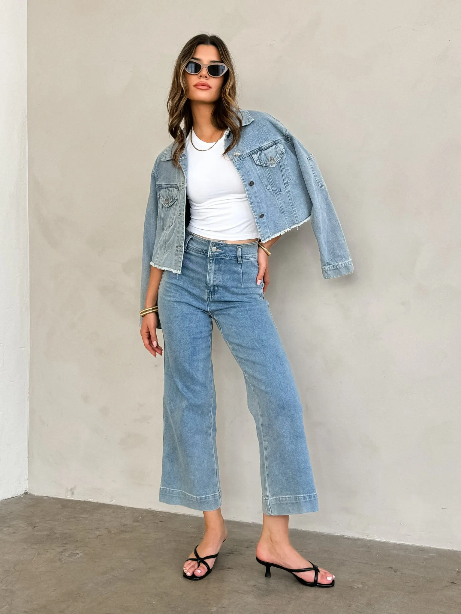 Finnian Washed Denim Crop Pants