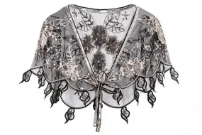 Flapper Shawl, 1920s Gatsby Vintage Retro Shawl Beaded Sequins Short Tops Party Evening Scarf Bridal Wraps Bolero Flapper Cape Cover Up