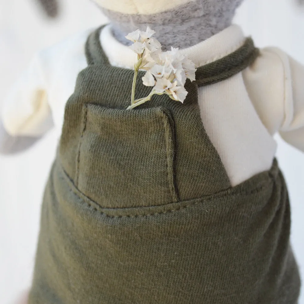 Forest Green Picnic Overalls for Dolls