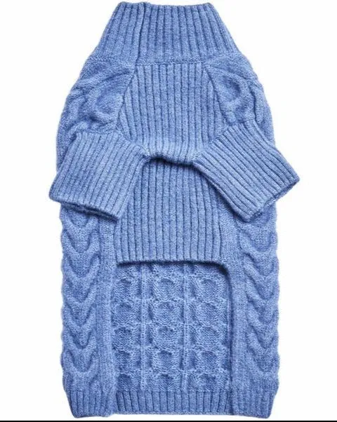 Fuzzy Knit Dog Turtleneck Sweater in Moonstone Blue << CLEARANCE >>