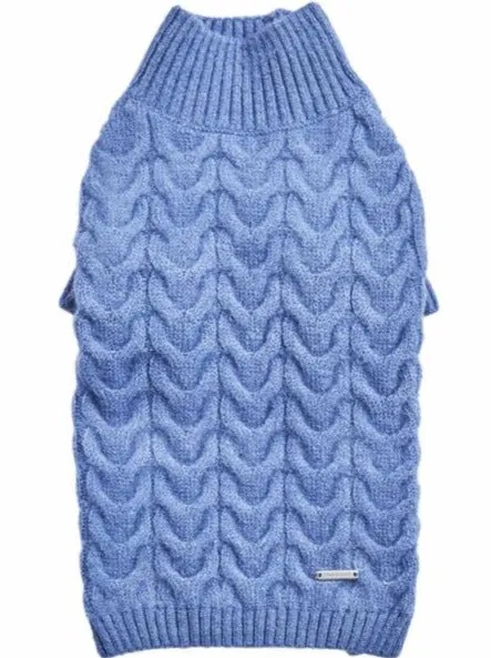 Fuzzy Knit Dog Turtleneck Sweater in Moonstone Blue << CLEARANCE >>