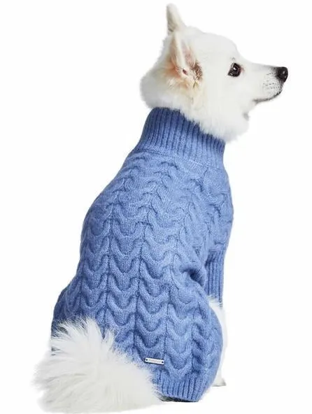 Fuzzy Knit Dog Turtleneck Sweater in Moonstone Blue << CLEARANCE >>