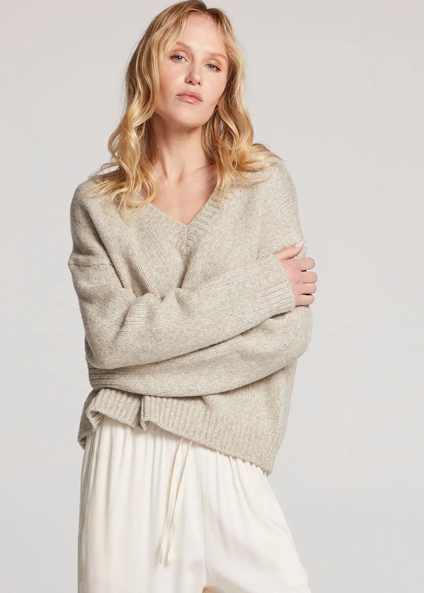 Ginger V-Neck Sweater - Toasted Coconut