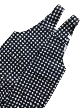 Gingham Overalls- Black