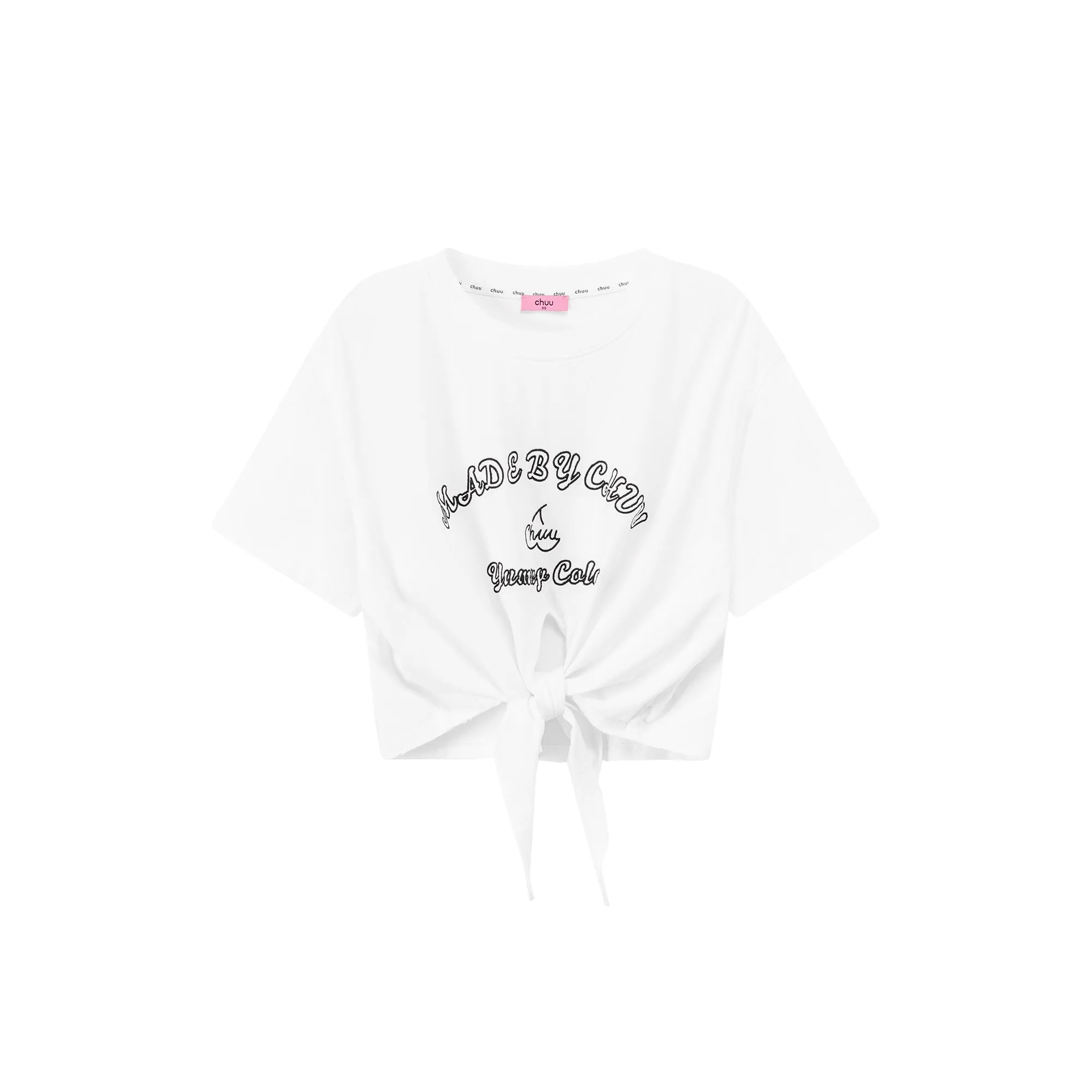 Gradient Short Sleeve Ribbon Tie Up Crop T-Shirt