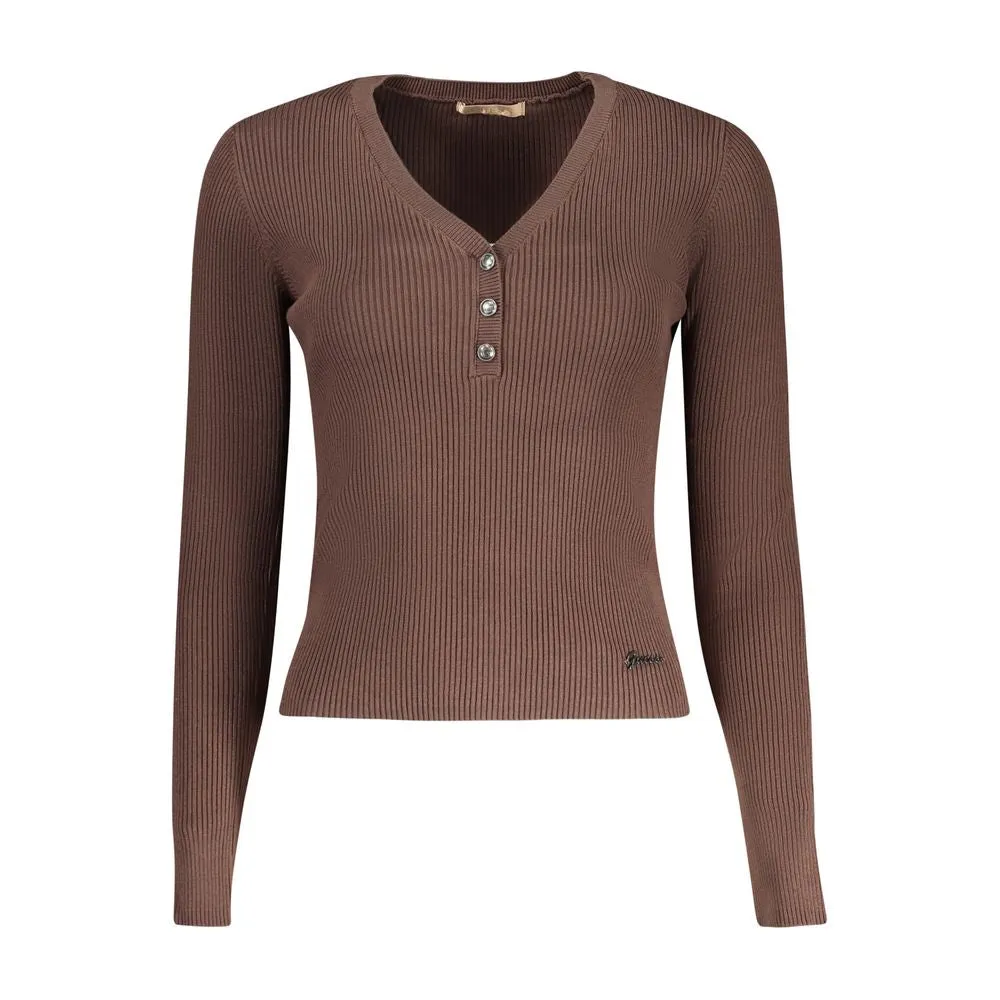 Guess Jeans Brown Viscose Sweater