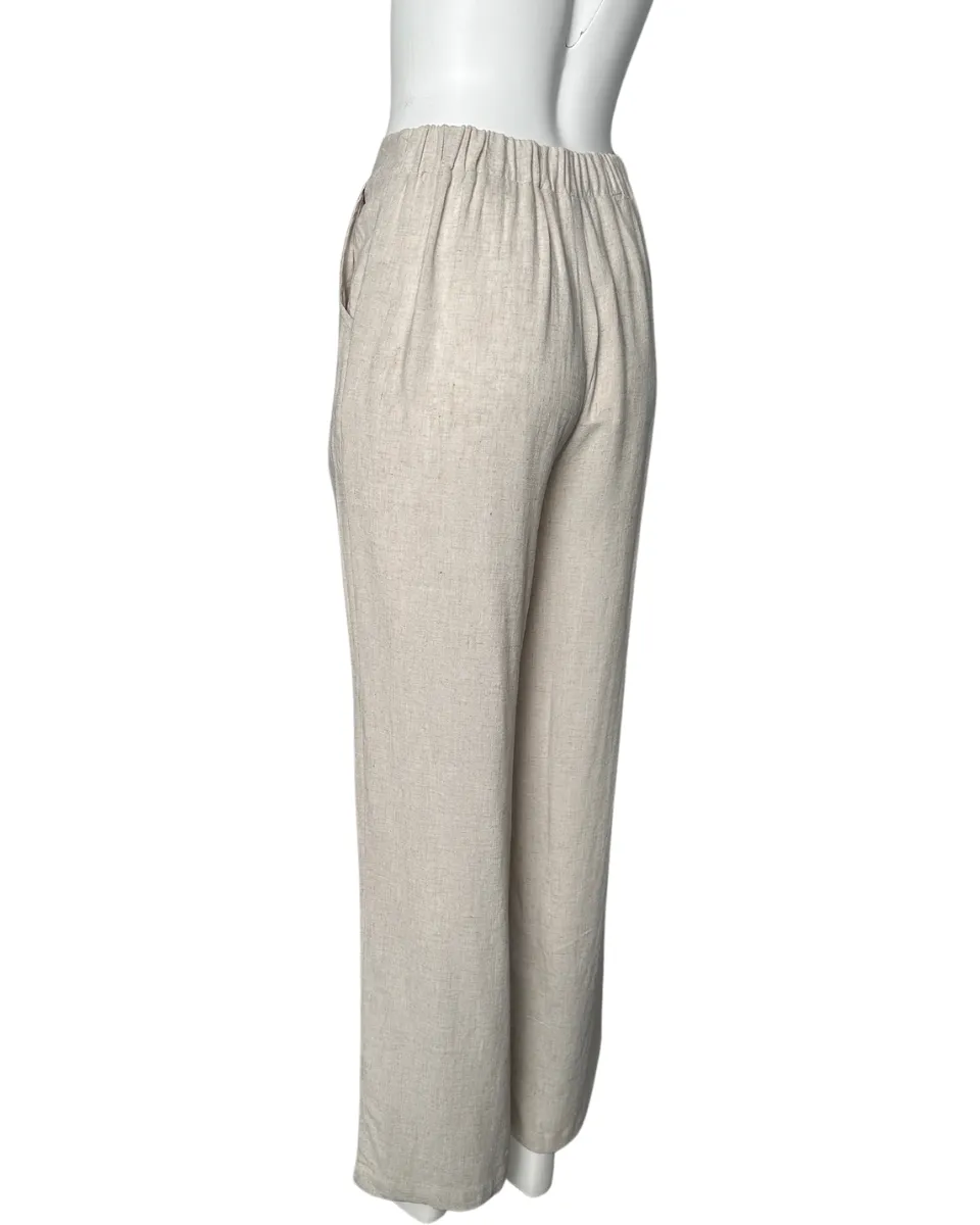 High Waisted Linen Blend Pants