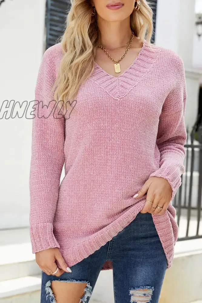 Hnewly - Solid Color V Neck  Sweaters(5 Colors)