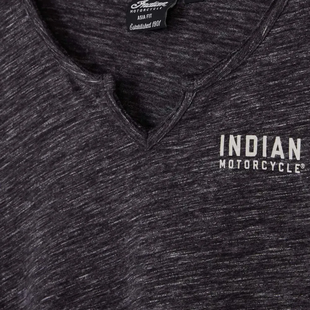 Indian Motorcycle  Womens Notch Neck Custom Built T-Shirt Tee Light Comfy Grey