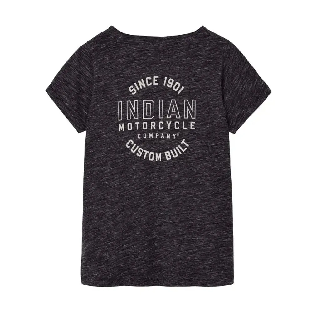 Indian Motorcycle  Womens Notch Neck Custom Built T-Shirt Tee Light Comfy Grey