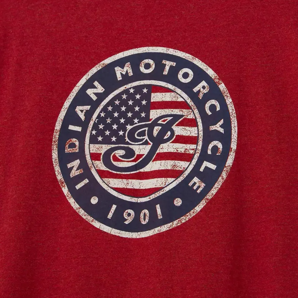 Indian Motorcycle Womens USA Flag Logo T-Shirt Red