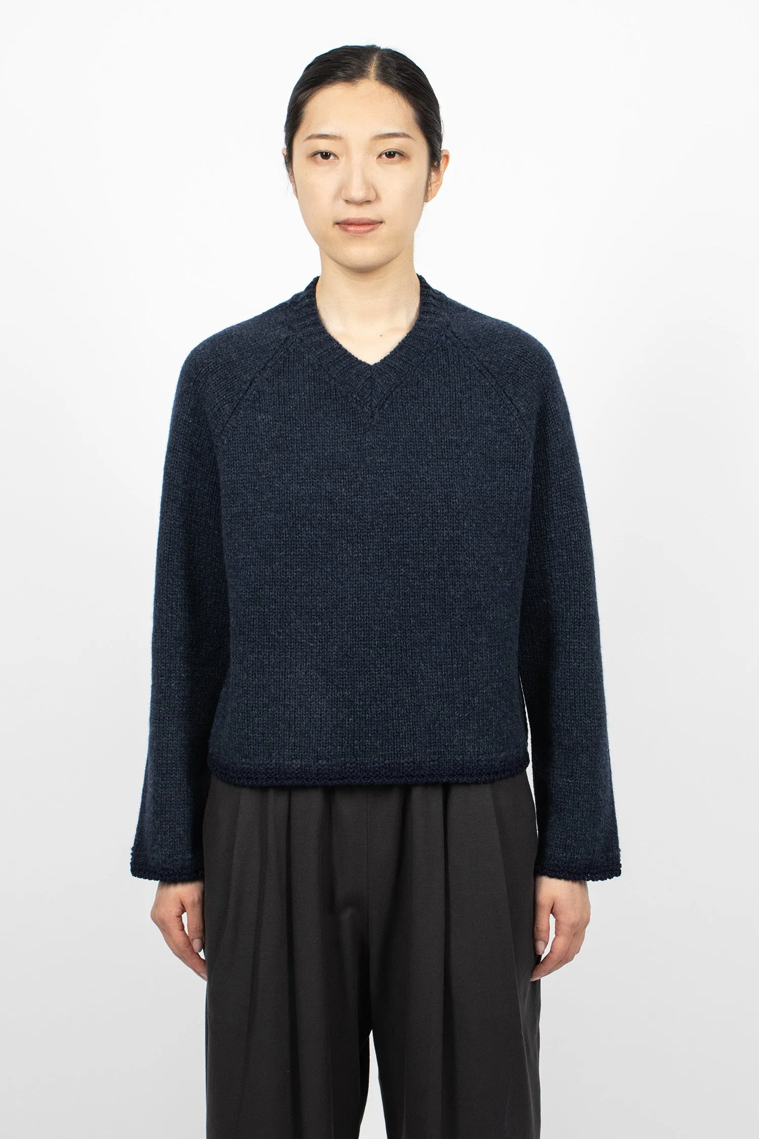 Kamil Simple Knit Jumper Dark Navy