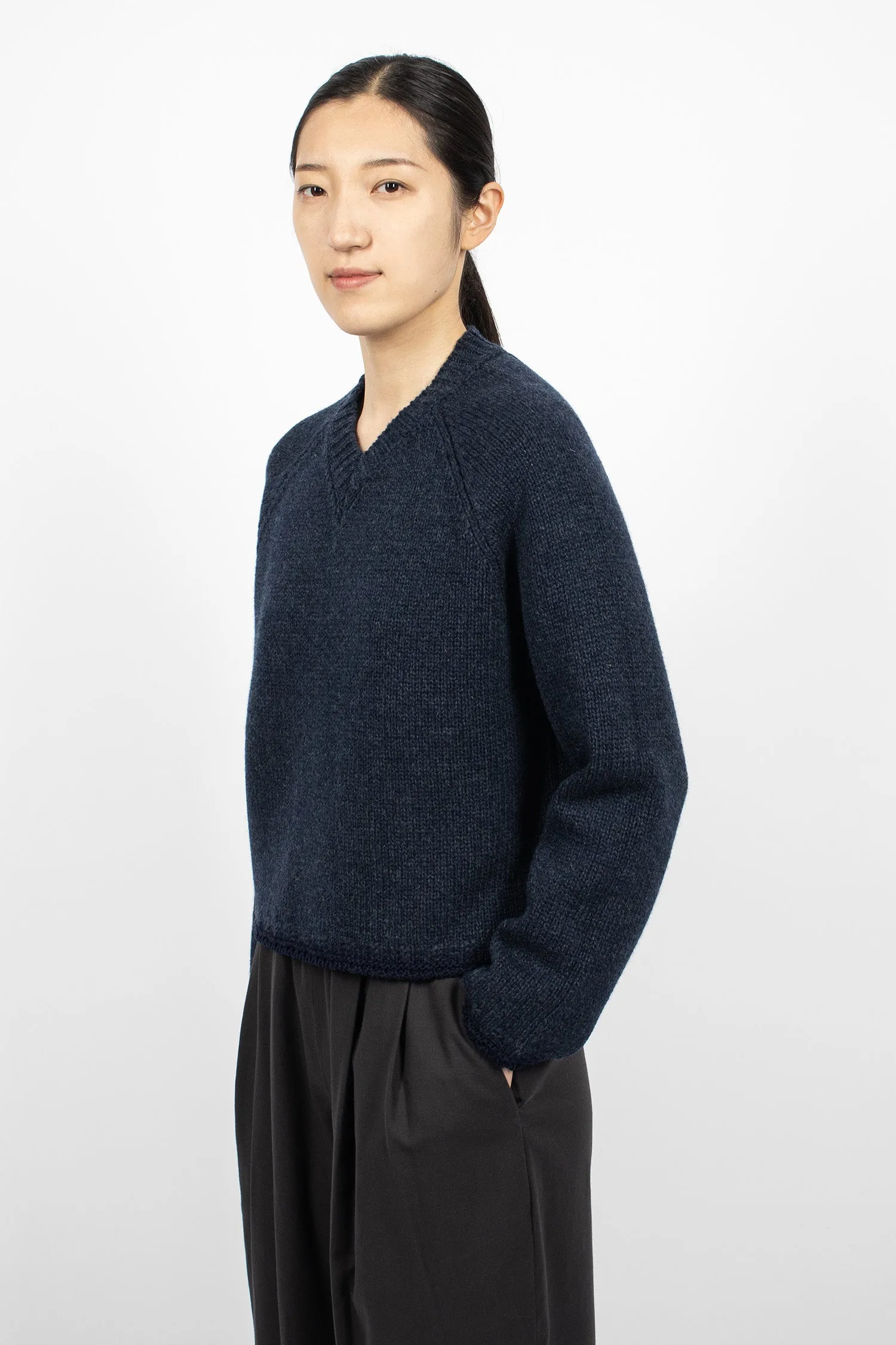 Kamil Simple Knit Jumper Dark Navy