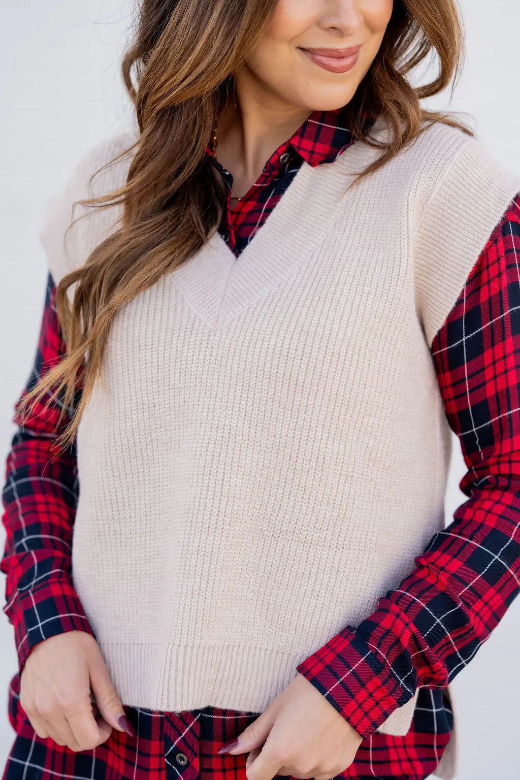 Knit V-Neck Short Sleeve Sweater