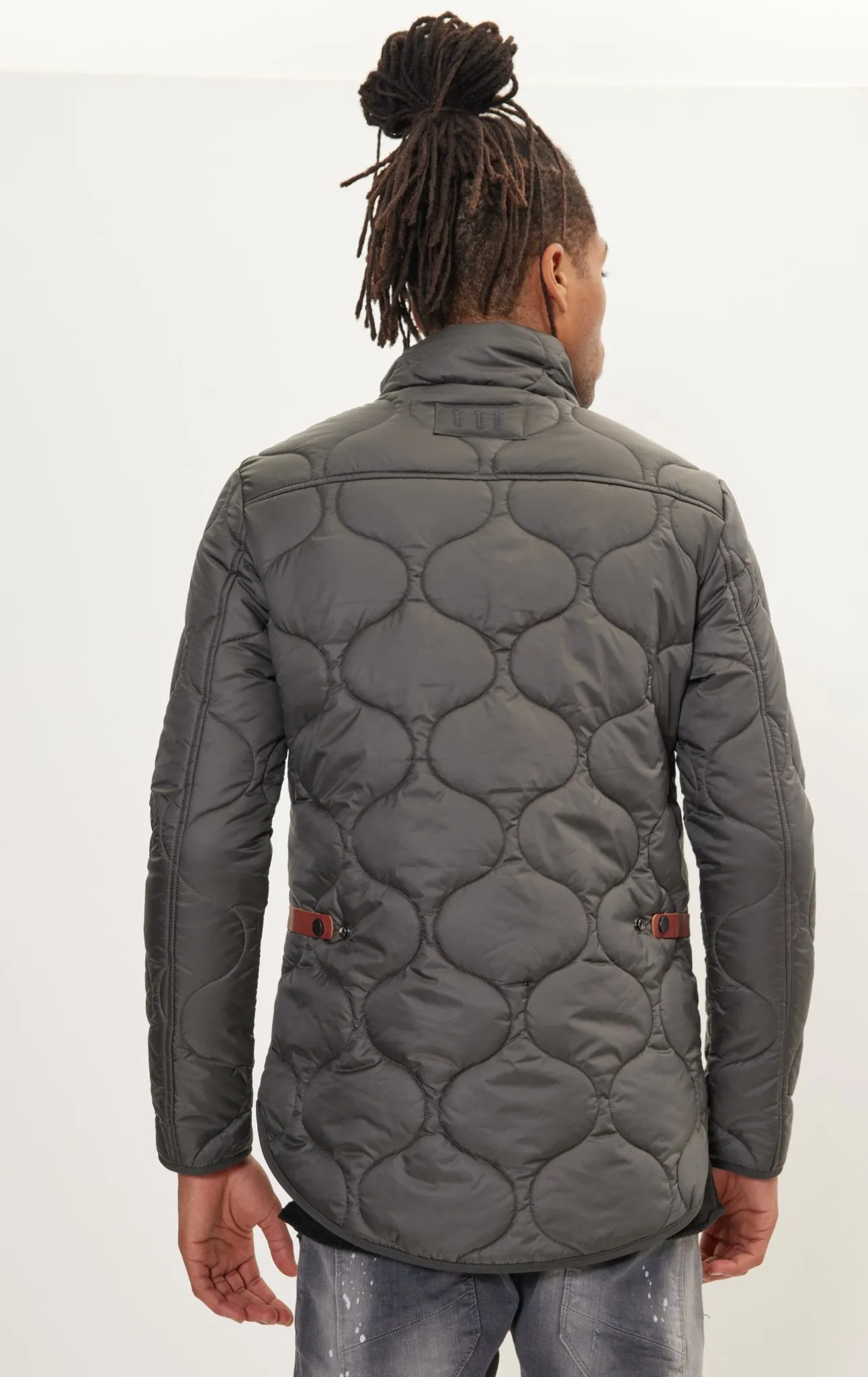 Light Padded Zipper-Up Coat - Anthracite