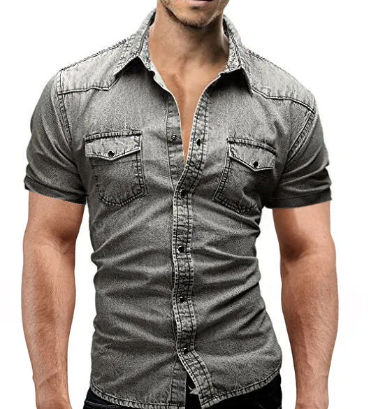 Men's Short Sleeve Denim Shirt