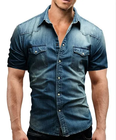 Men's Short Sleeve Denim Shirt