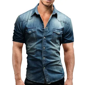 Men's Short Sleeve Denim Shirt