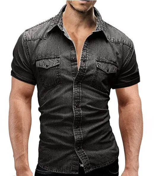 Men's Short Sleeve Denim Shirt