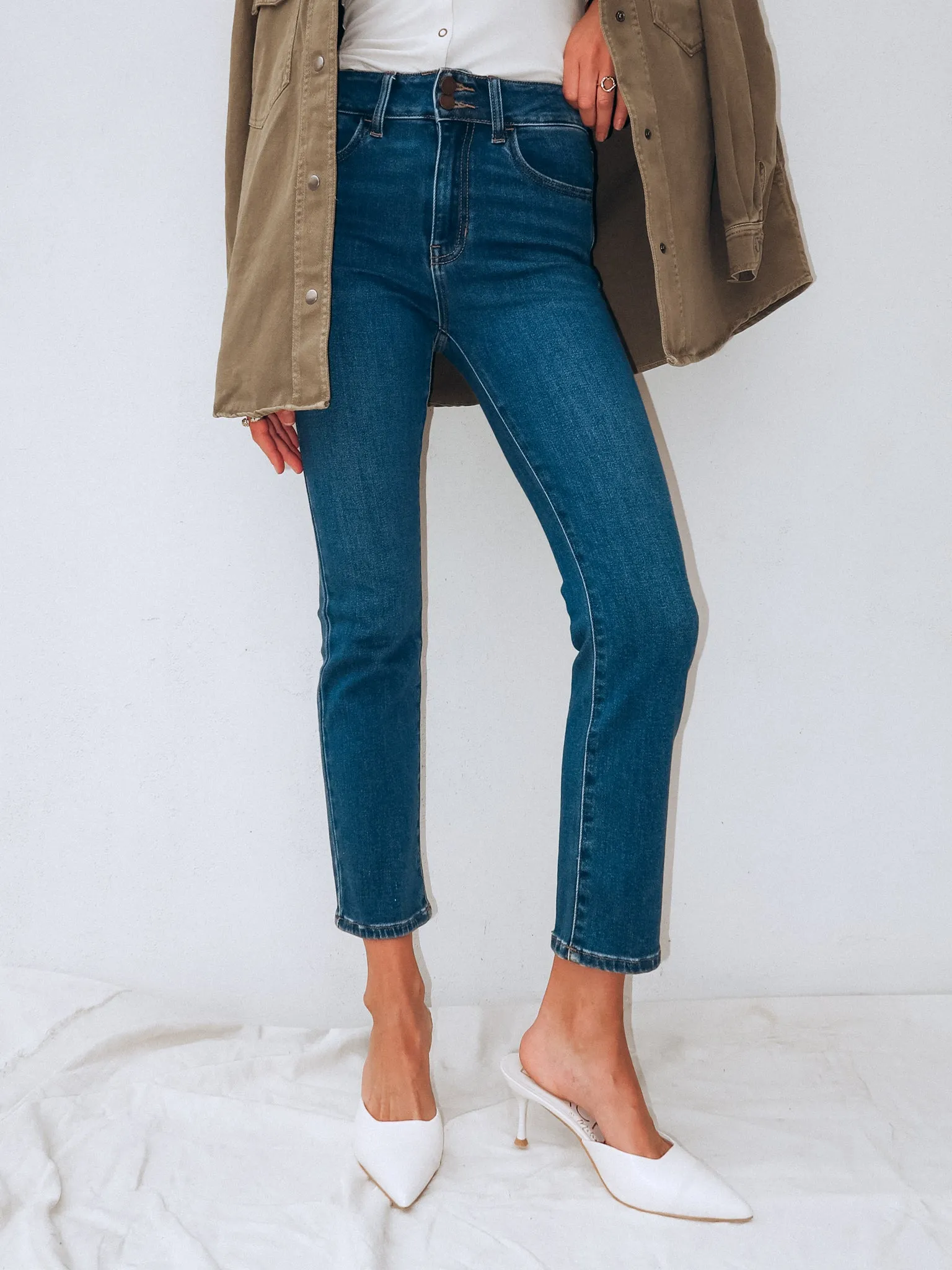 Milan Double Button Straight Leg Jeans - Final Sale