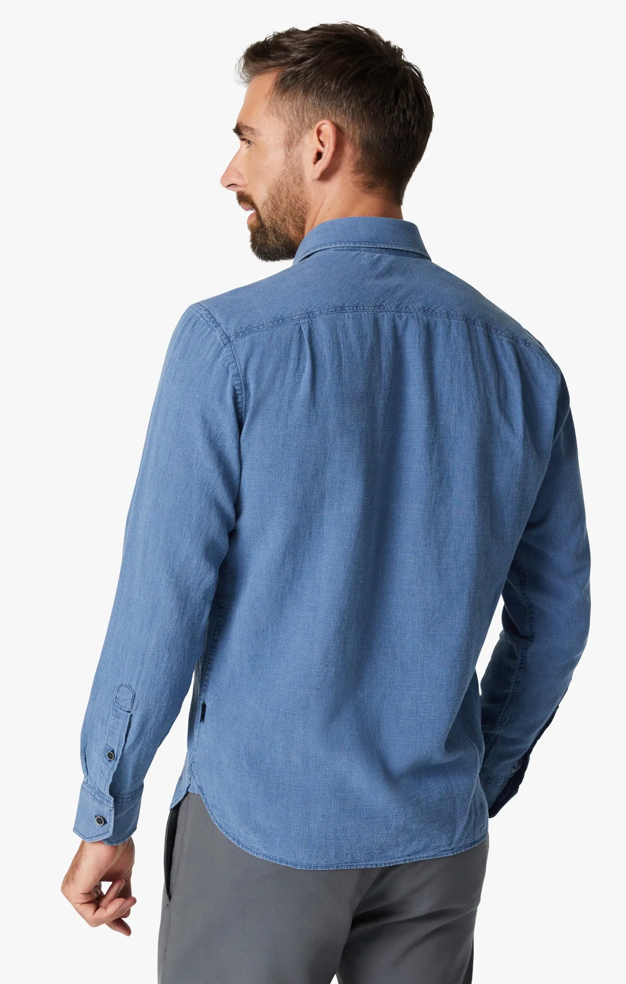 Mini Check Shirt in Indigo