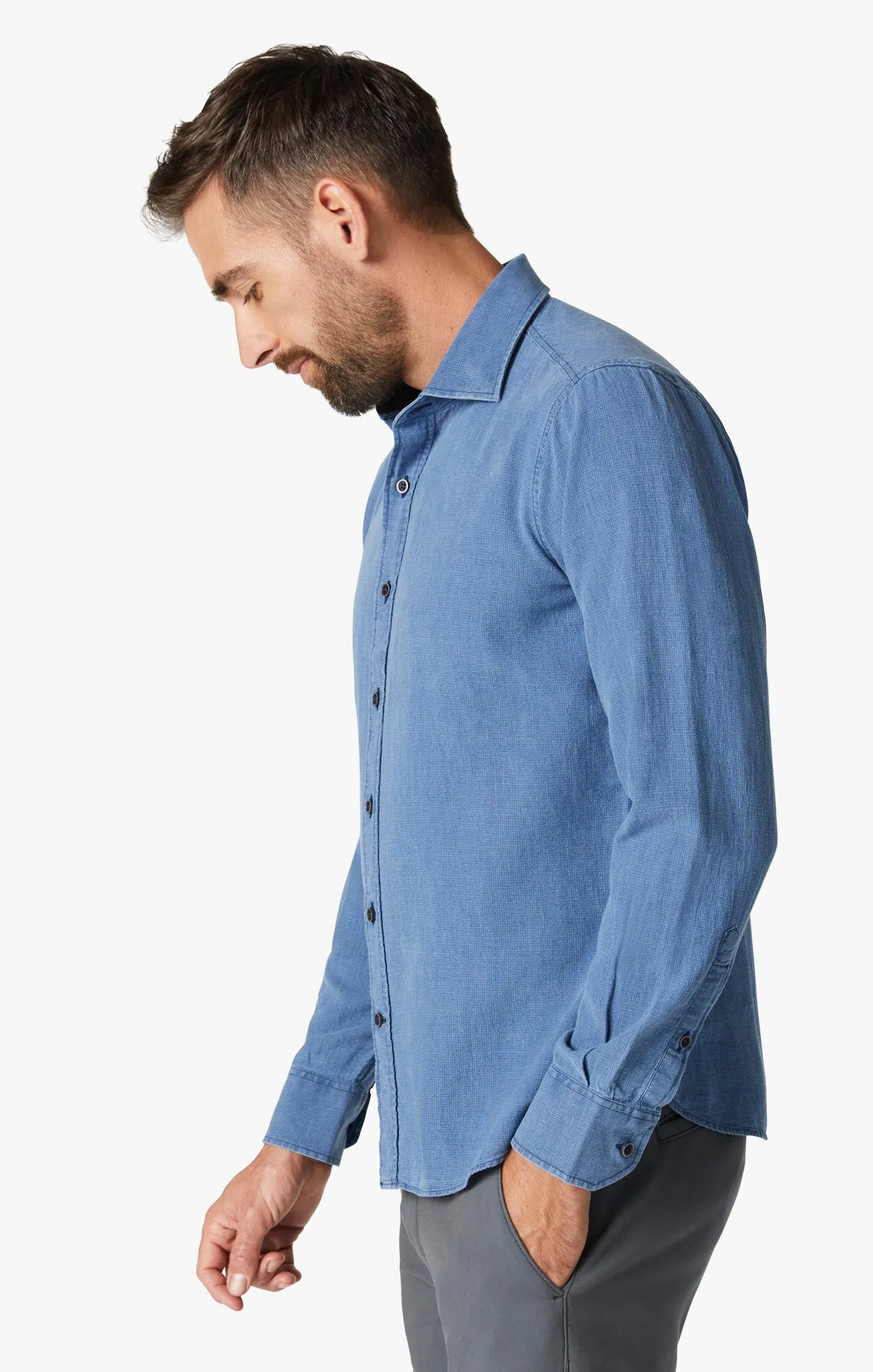 Mini Check Shirt in Indigo