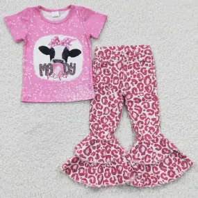 Moody T-shirts pink leopard jeans set GSPO0444